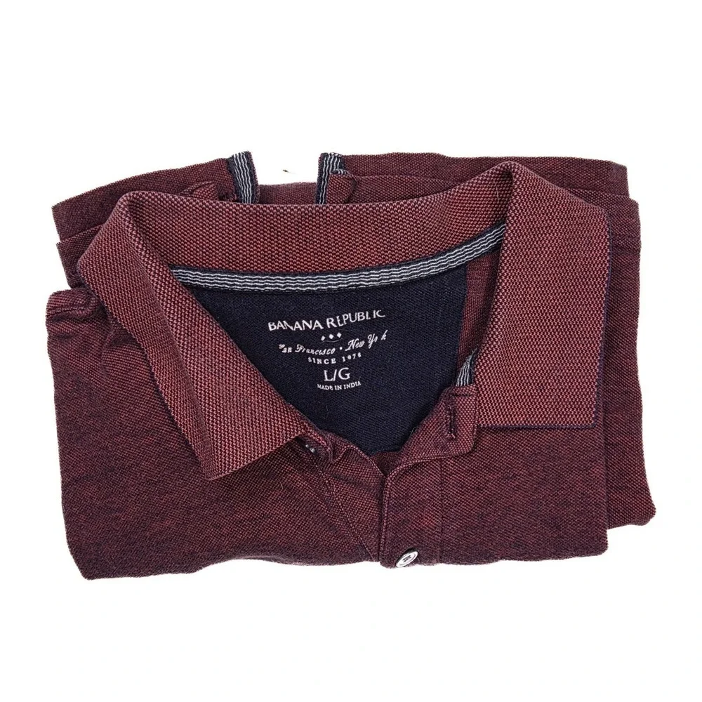 Banana Republic Maroon‎ 1/4 Button Up Short Sleeve Polo Men's Size Large